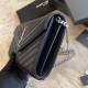 Replica Portafoglio con catena YSL Saint Laurent con busta a catena in pelle martellata nero argento hardware