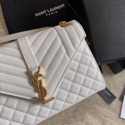 Replica Busta con busta media YSL Saint Laurent Mix Matelasse bianca