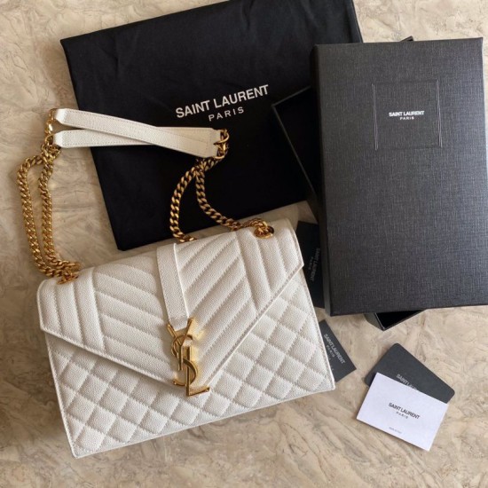Replica Busta con busta media YSL Saint Laurent Mix Matelasse bianca