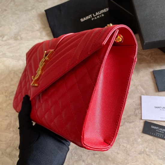 Replica Borsa a bustina media YSL Saint Laurent Mix Matelasse rossa