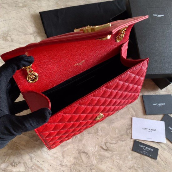 Replica Borsa a bustina media YSL Saint Laurent Mix Matelasse rossa