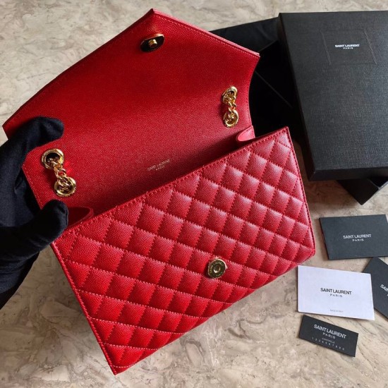 Replica Borsa a bustina media YSL Saint Laurent Mix Matelasse rossa