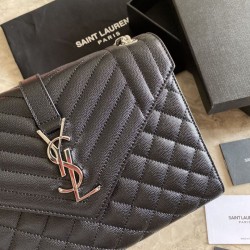 Replica Borsa per buste medie YSL Saint Laurent Mix Matelasse nero argento hardware