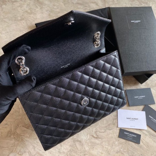 Replica Borsa per buste medie YSL Saint Laurent Mix Matelasse nero argento hardware
