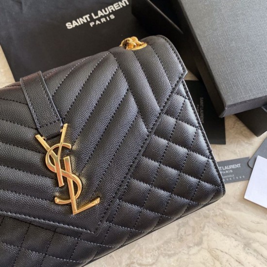 Replica Borsa per busta media YSL Saint Laurent Mix Matelasse nera in oro
