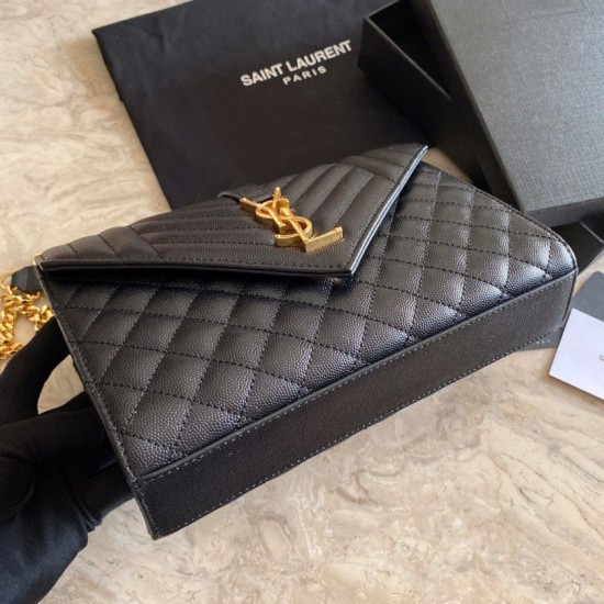 Replica Borsa per busta media YSL Saint Laurent Mix Matelasse nera in oro