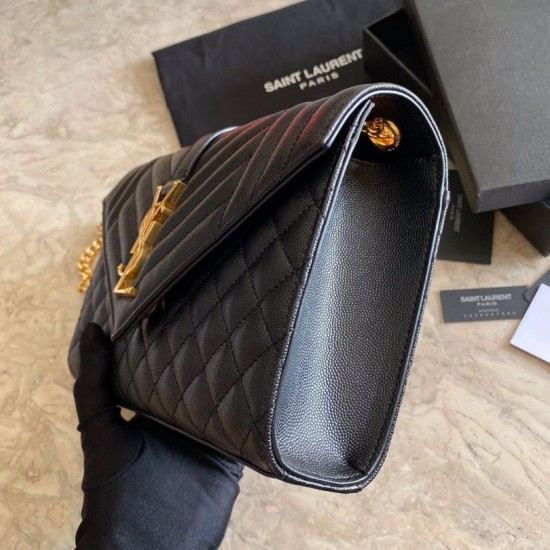 Replica Borsa per busta media YSL Saint Laurent Mix Matelasse nera in oro