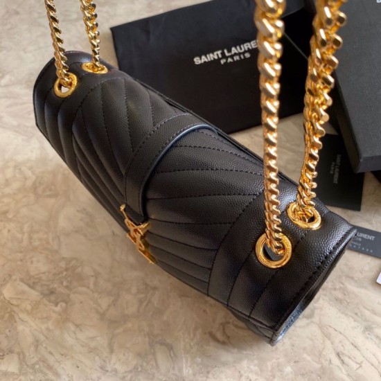 Replica Borsa per busta media YSL Saint Laurent Mix Matelasse nera in oro