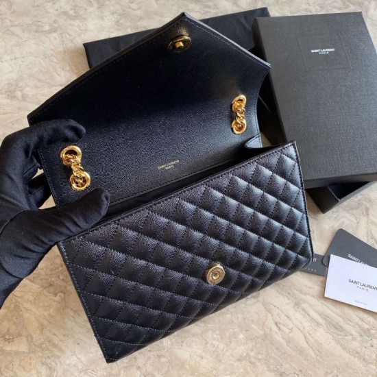 Replica Borsa per busta media YSL Saint Laurent Mix Matelasse nera in oro