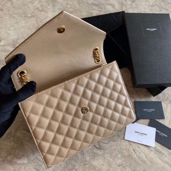 Replica Sacchetto busta media YSL Saint Laurent Mix Matelasse Albicocca