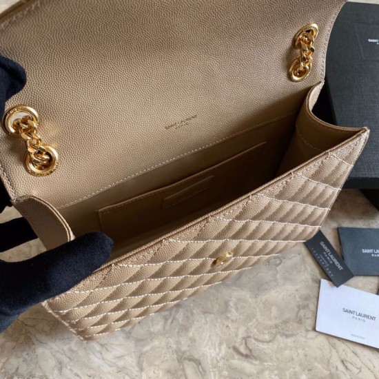 Replica Sacchetto busta media YSL Saint Laurent Mix Matelasse Albicocca