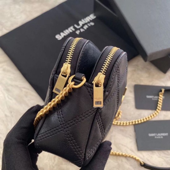 Replica Borsa a catena trapuntata YSL Saint Laurent nera