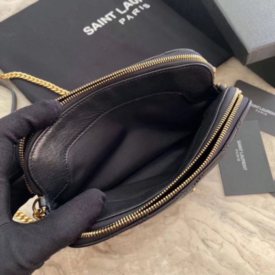 Replica Borsa a catena trapuntata YSL Saint Laurent nera