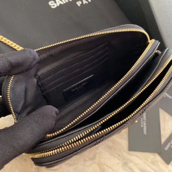 Replica Borsa a catena trapuntata YSL Saint Laurent nera