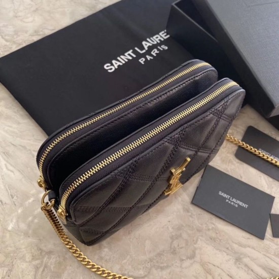 Replica Borsa a catena trapuntata YSL Saint Laurent nera