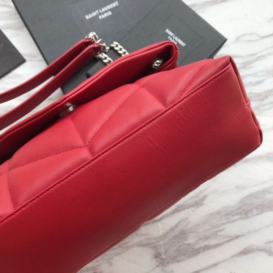 Replica Borsa piccola YSL Saint Laurent Loulou Puffer rossa