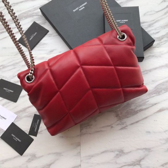 Replica Borsa piccola YSL Saint Laurent Loulou Puffer rossa
