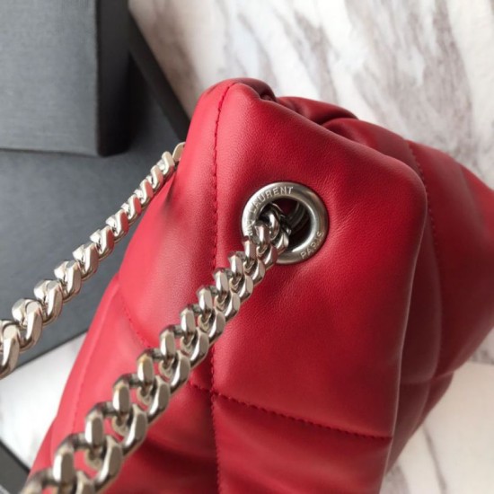Replica Borsa piccola YSL Saint Laurent Loulou Puffer rossa