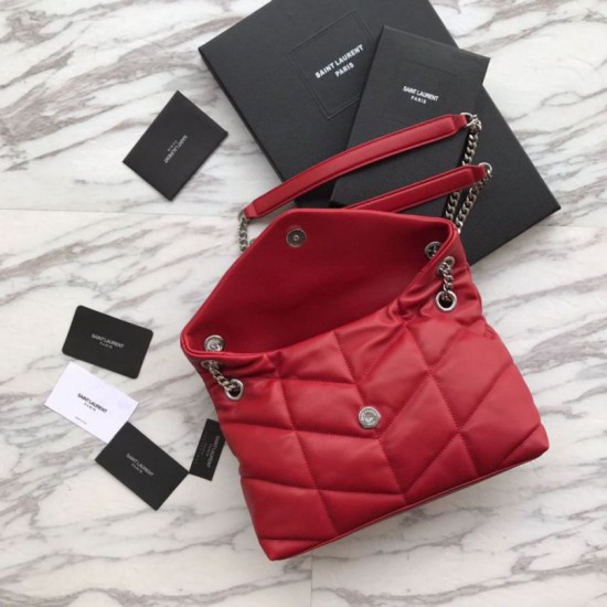 Replica Borsa piccola YSL Saint Laurent Loulou Puffer rossa