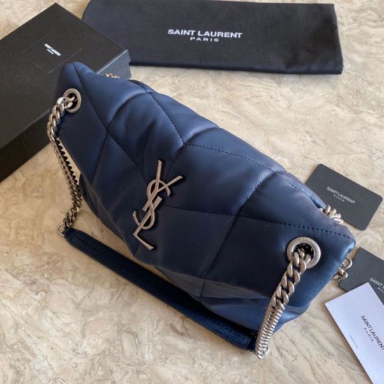 Replica Borsa a tracolla Yul Saint Laurent Loulou piccola blu