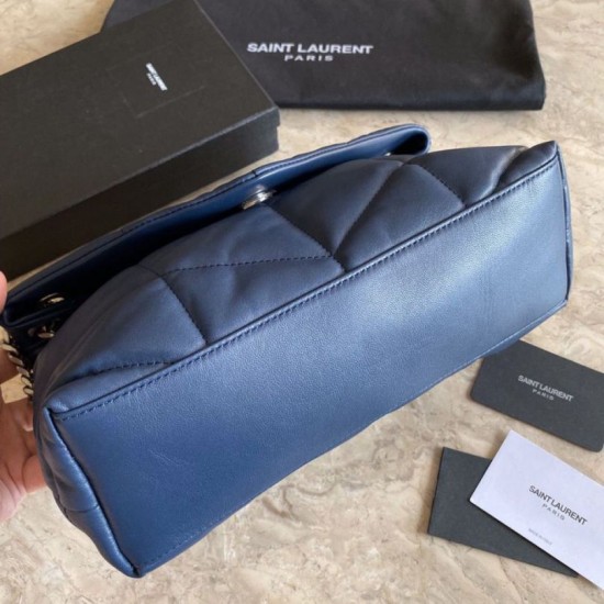 Replica Borsa a tracolla Yul Saint Laurent Loulou piccola blu