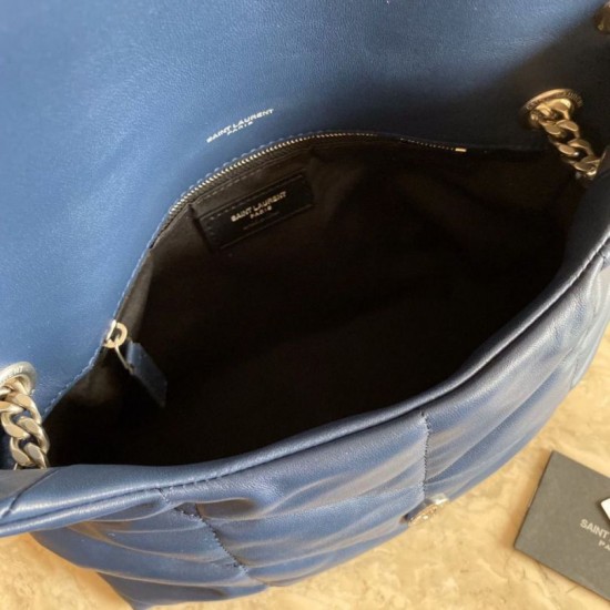 Replica Borsa a tracolla Yul Saint Laurent Loulou piccola blu