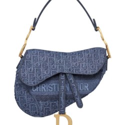 Replica Christian Dior Borsa da Saddle in tela denim blu