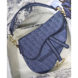 Replica Christian Dior Borsa da Saddle in tela denim blu