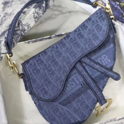 Replica Christian Dior Borsa da Saddle in tela denim blu