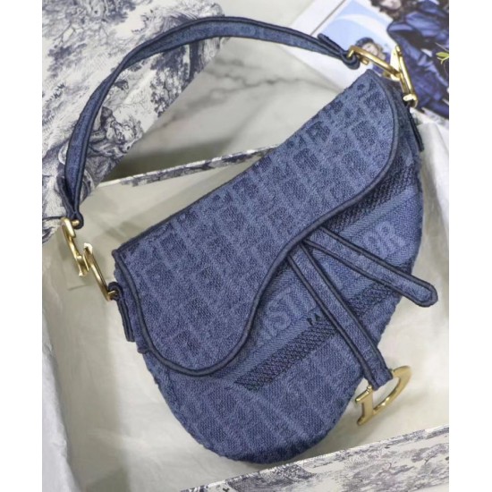 Replica Christian Dior Borsa da Saddle in tela denim blu