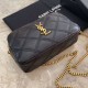 Replica Borsa YSL Saint Laurent Becky con doppia zip in pelle di agnello trapuntata nera