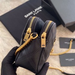 Replica Borsa YSL Saint Laurent Becky con doppia zip in pelle di agnello trapuntata nera