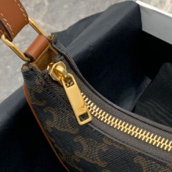 Replica Celine Mini Ava In Tela Triomphe E Pelle Di Vitello Marrone