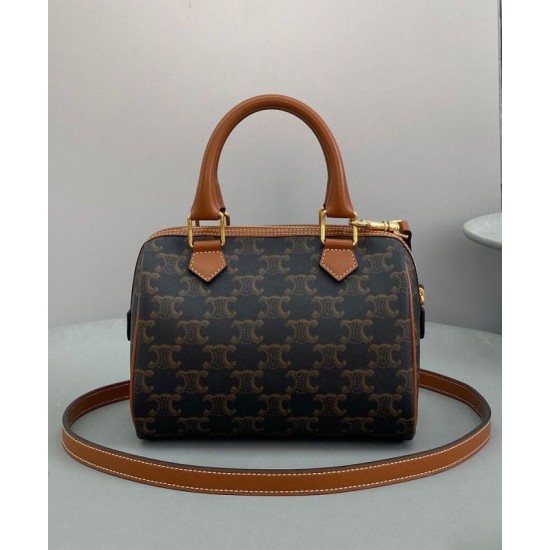Replica Celine Small Boston In Tela Triomphe Caffè