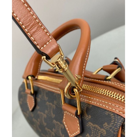 Replica Celine Small Boston In Tela Triomphe Caffè