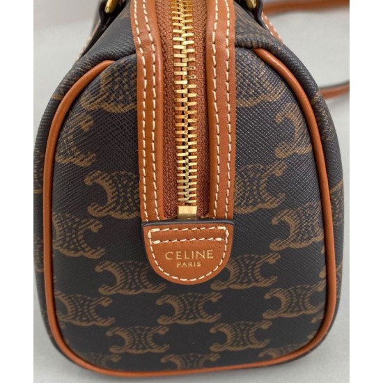Replica Celine Small Boston In Tela Triomphe Caffè