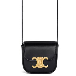 Replica Celine Mini Triomphe In Vitello Lucido Nero