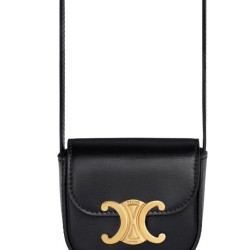 Replica Celine Mini Triomphe In Vitello Lucido Nero