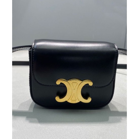 Replica Celine Mini Triomphe In Vitello Lucido Nero