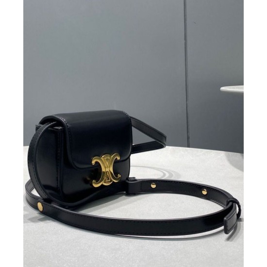 Replica Celine Mini Triomphe In Vitello Lucido Nero