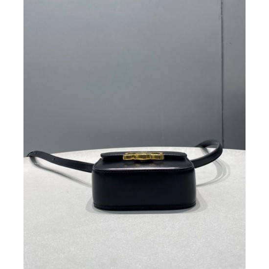 Replica Celine Mini Triomphe In Vitello Lucido Nero
