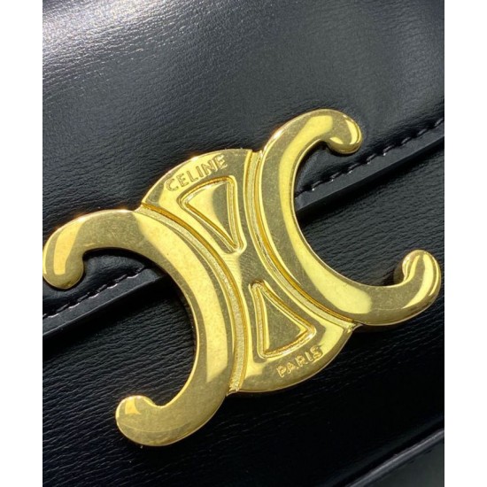 Replica Celine Mini Triomphe In Vitello Lucido Nero