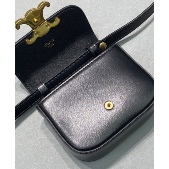 Replica Celine Mini Triomphe In Vitello Lucido Nero