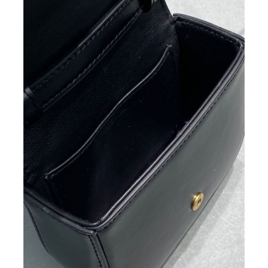 Replica Celine Mini Triomphe In Vitello Lucido Nero