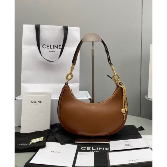 Replica Borsa Celine Ava Con Tracolla Media In Pelle Di Vitello Liscia Caffè