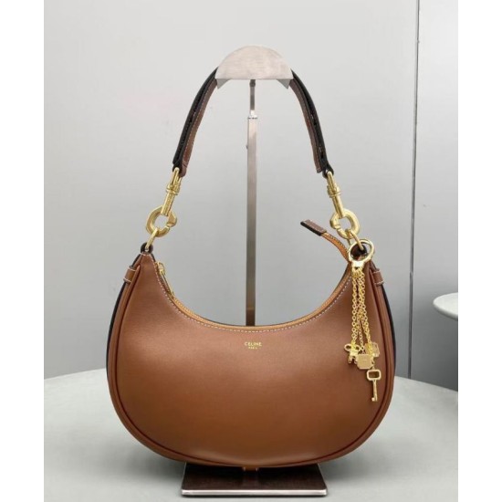 Replica Borsa Celine Ava Con Tracolla Media In Pelle Di Vitello Liscia Caffè