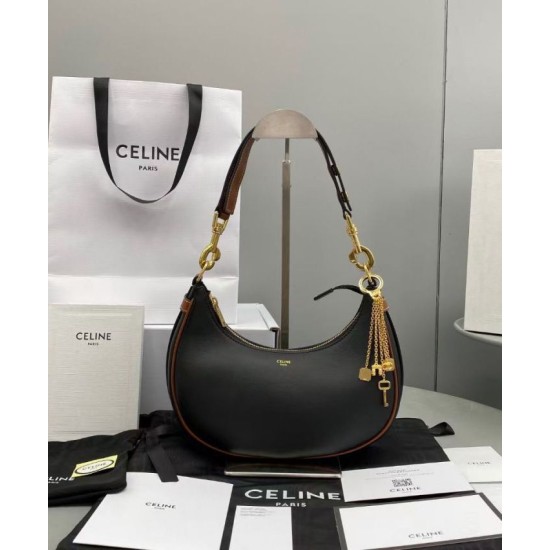 Replica Borsa Celine Ava Con Tracolla Media In Pelle Di Vitello Liscia Nera