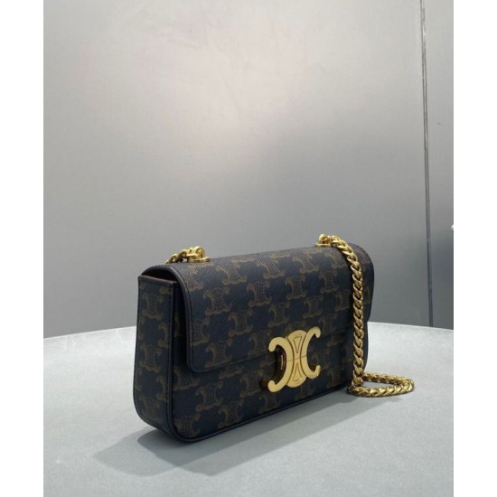 Replica Celine Borsa A Tracolla Catena Triomphe In Tela Triomphe Caffè