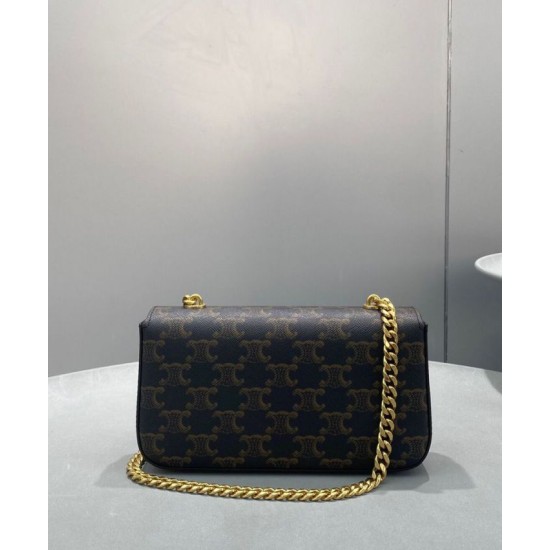 Replica Celine Borsa A Tracolla Catena Triomphe In Tela Triomphe Caffè