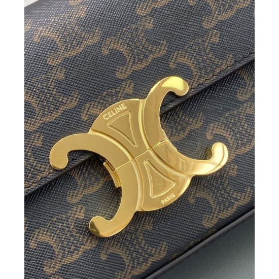 Replica Celine Borsa A Tracolla Catena Triomphe In Tela Triomphe Caffè